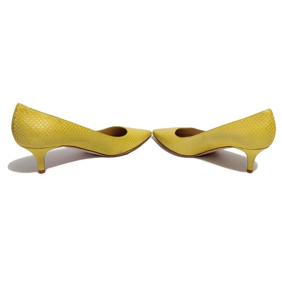 Jimmy Choo Agnes Yellow Snake Print Size EU 37 US 7 Kitten Heel Pumps. Authentic - Picture 8 of 12
